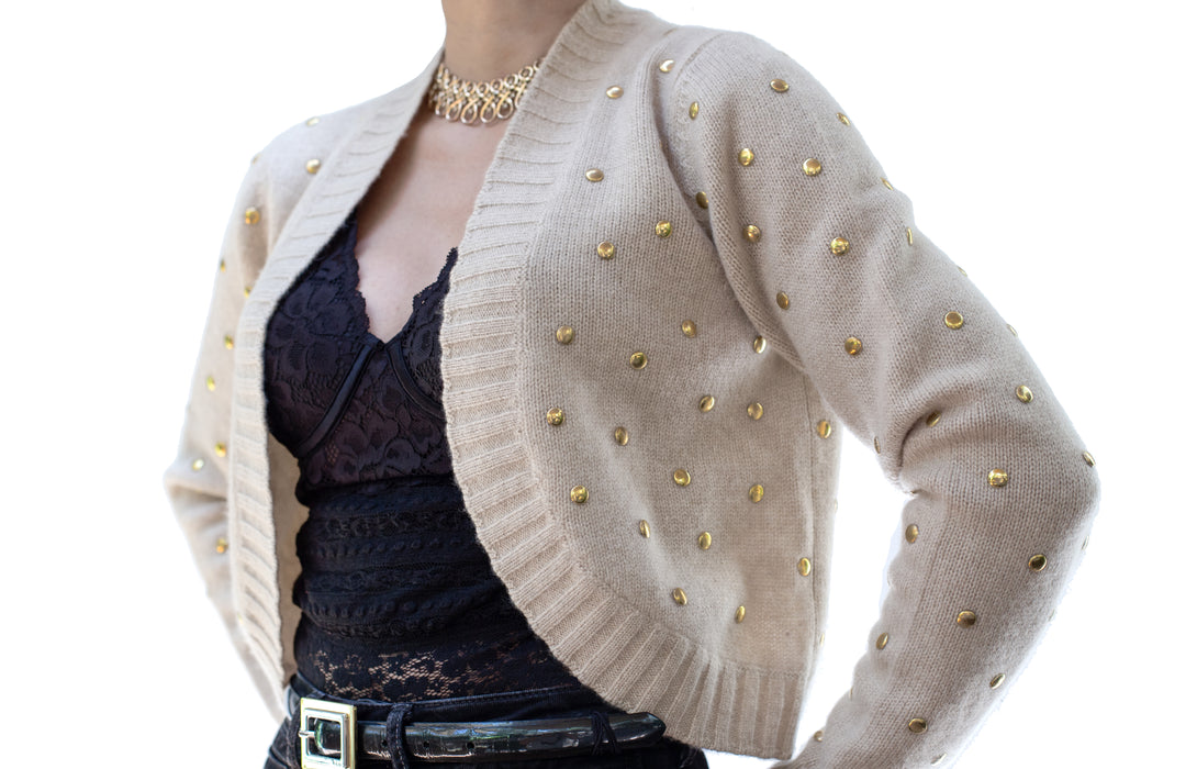 Melisse & Co. Studded Premium Grade 100% Cashmere Shrug Cardigan Sweater for Women